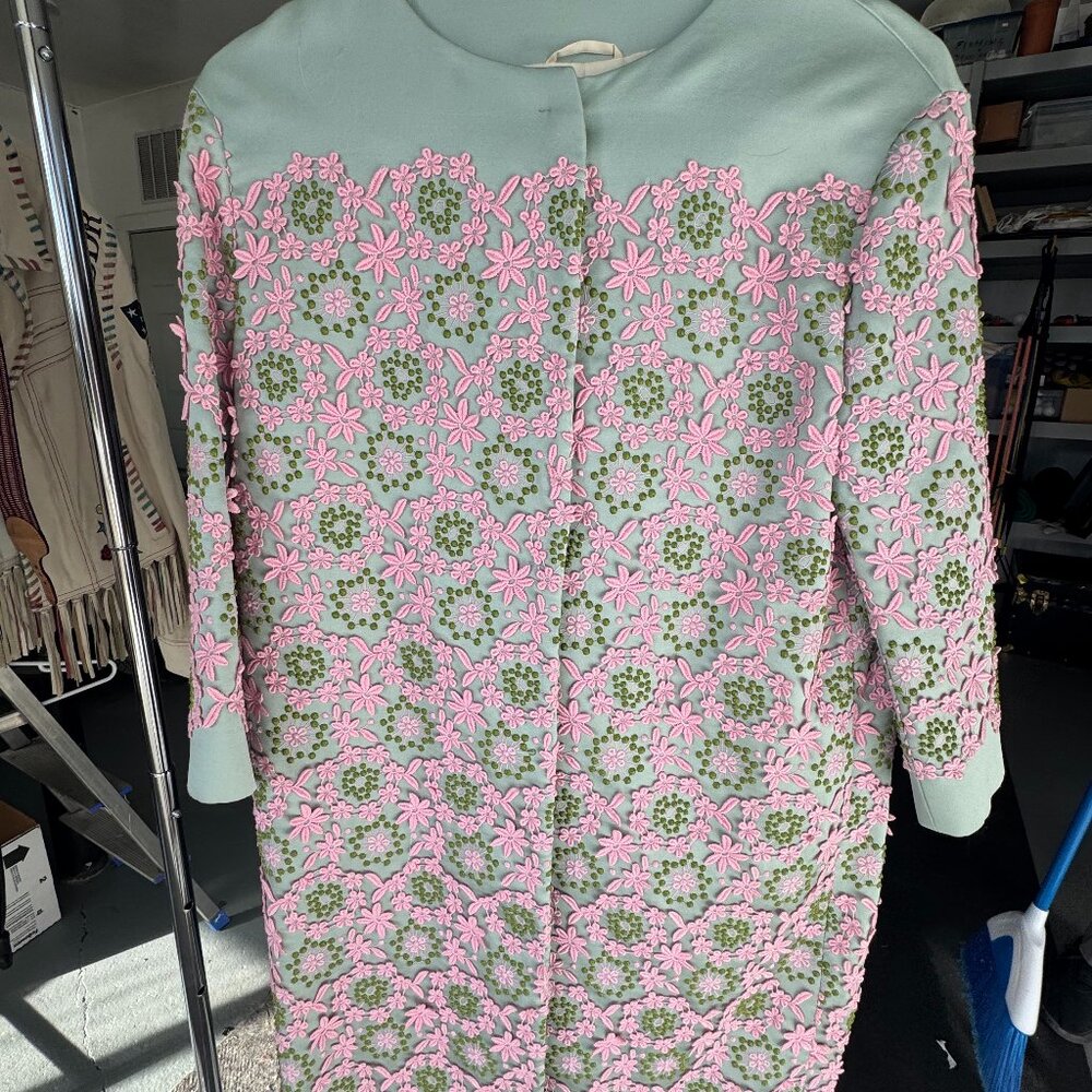 Prada pastel green and pink satin coat